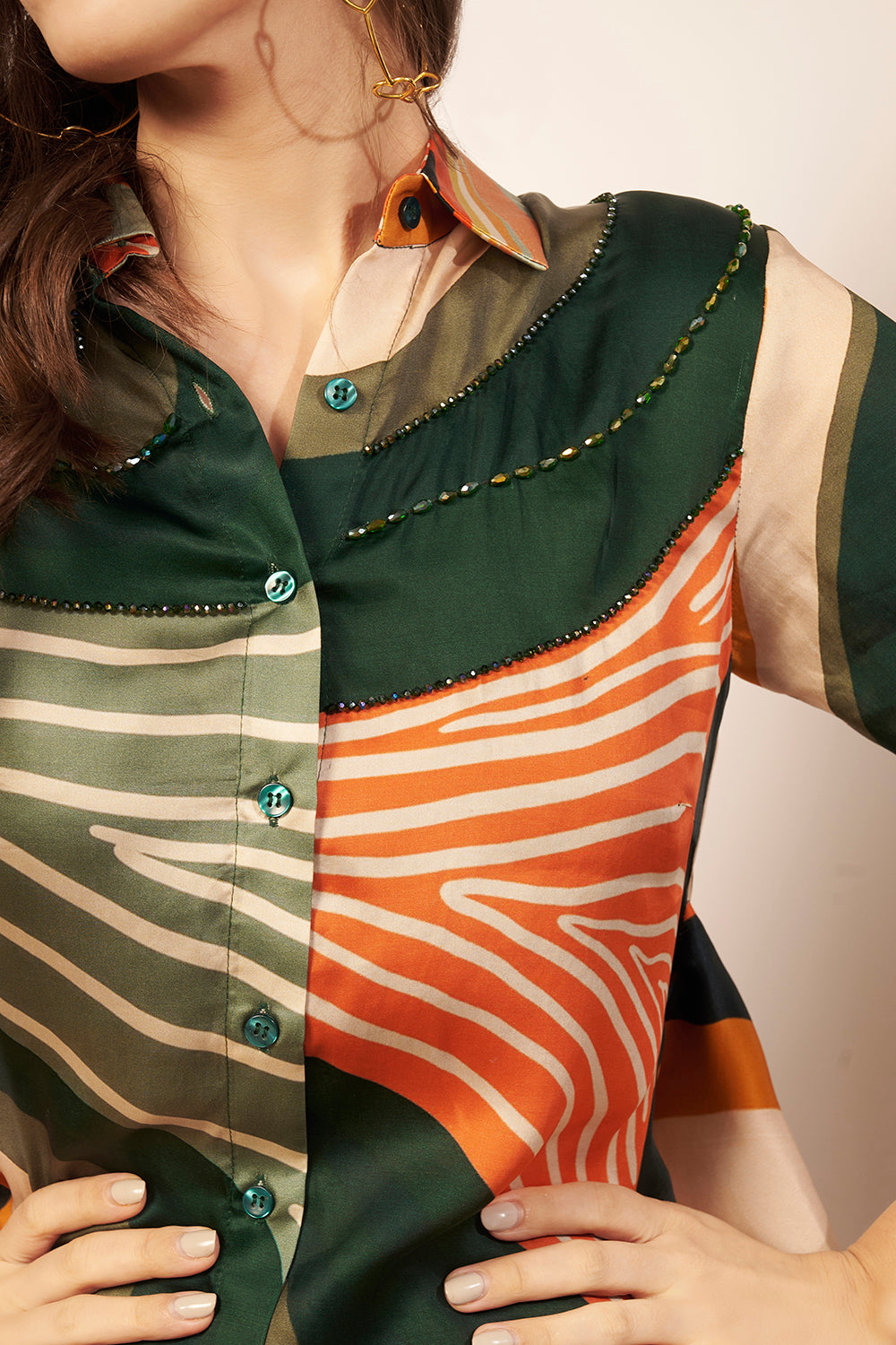 Green/Tangerine High Low Top