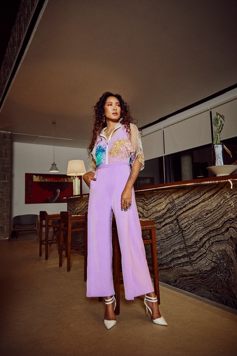 Lavender Overlap Jumpsuit
