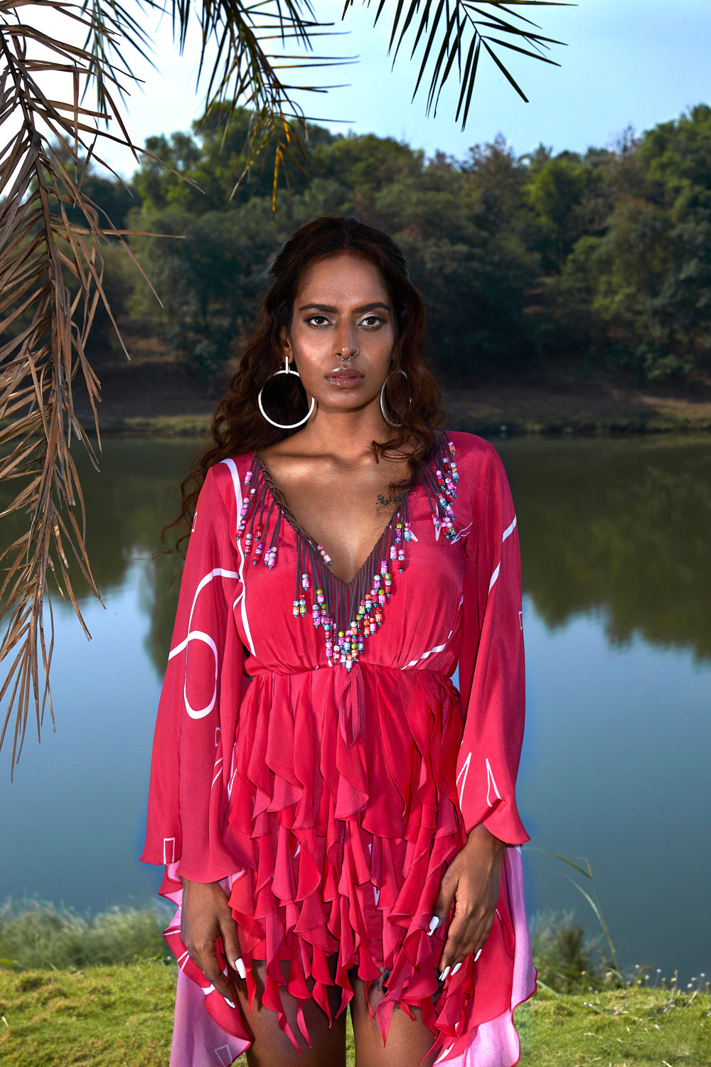 Pink Romper With Ruffles