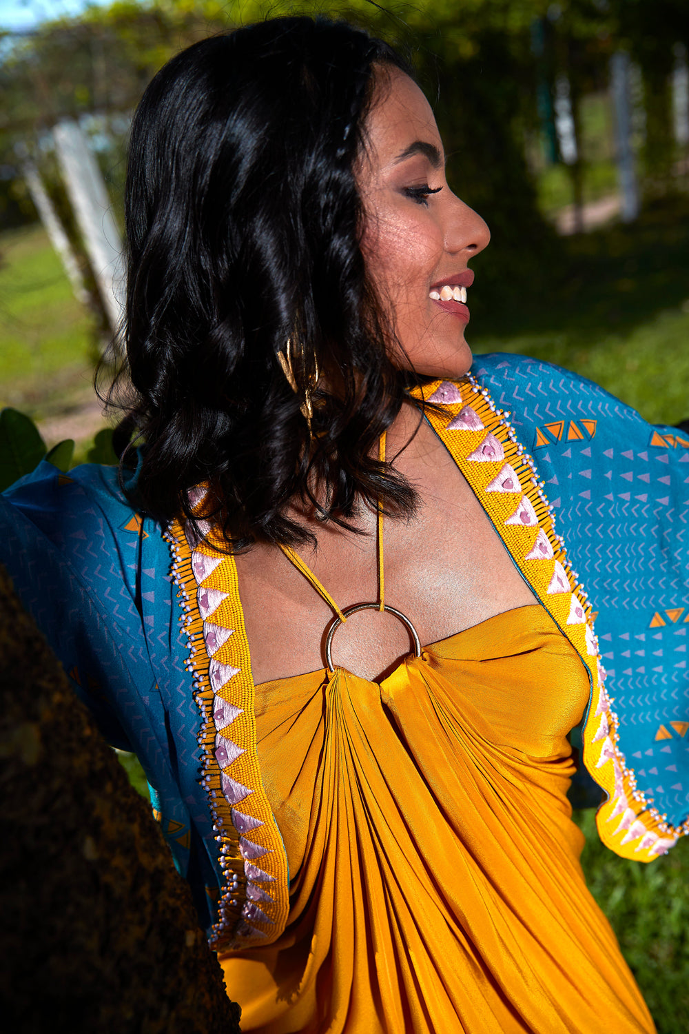 Yellow Halter Dress with Jacket