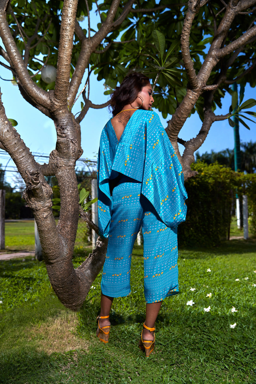 Teal Corded Top with Culottes