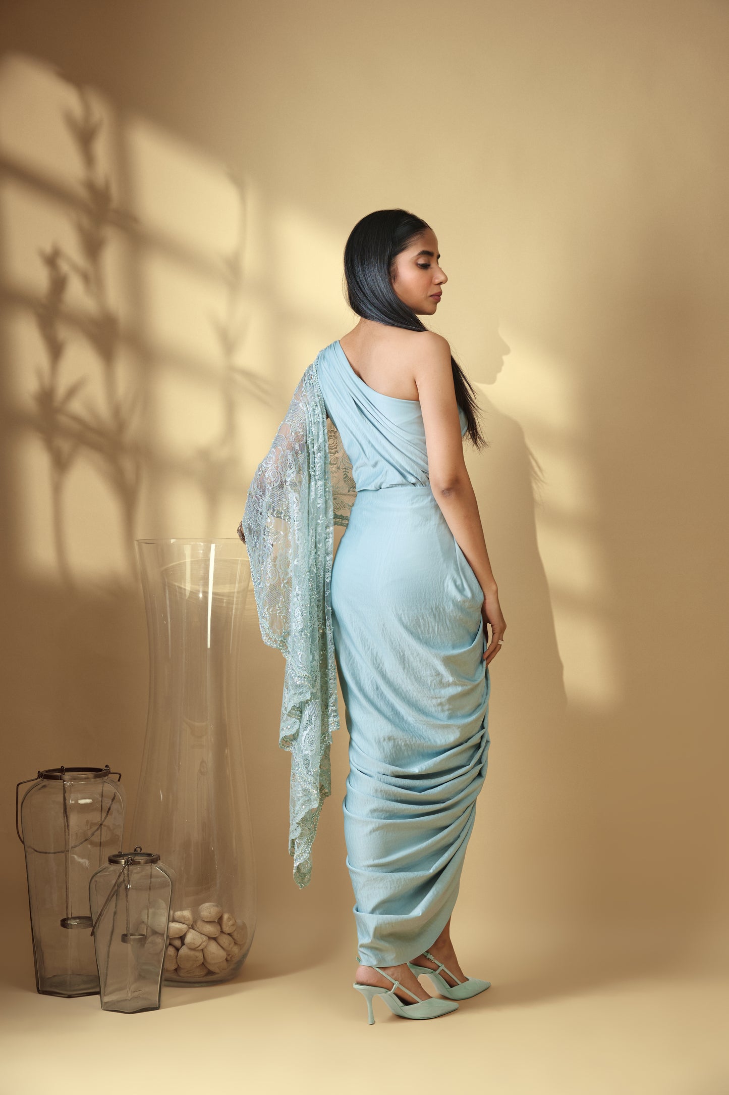 Mint Mirage Saree Gown