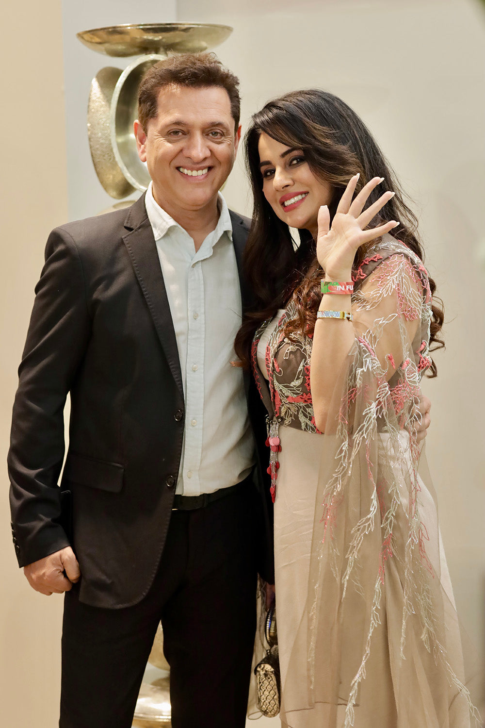 Sara Afreen Khan in Silk Cowl Dress With Jacket