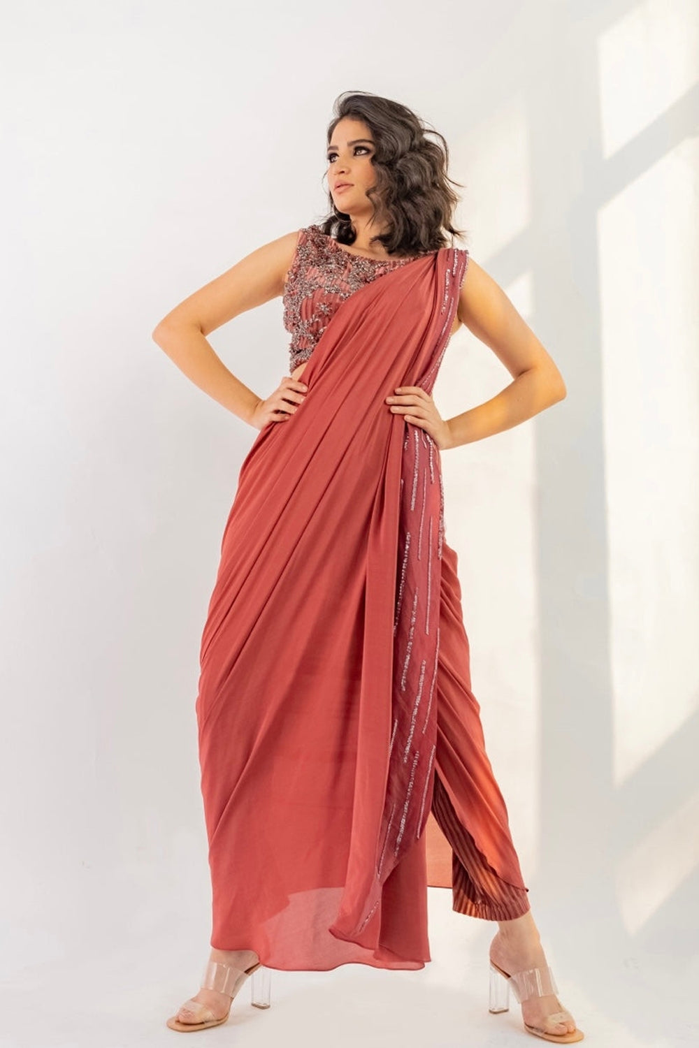 Cardinal Red Draped Saree