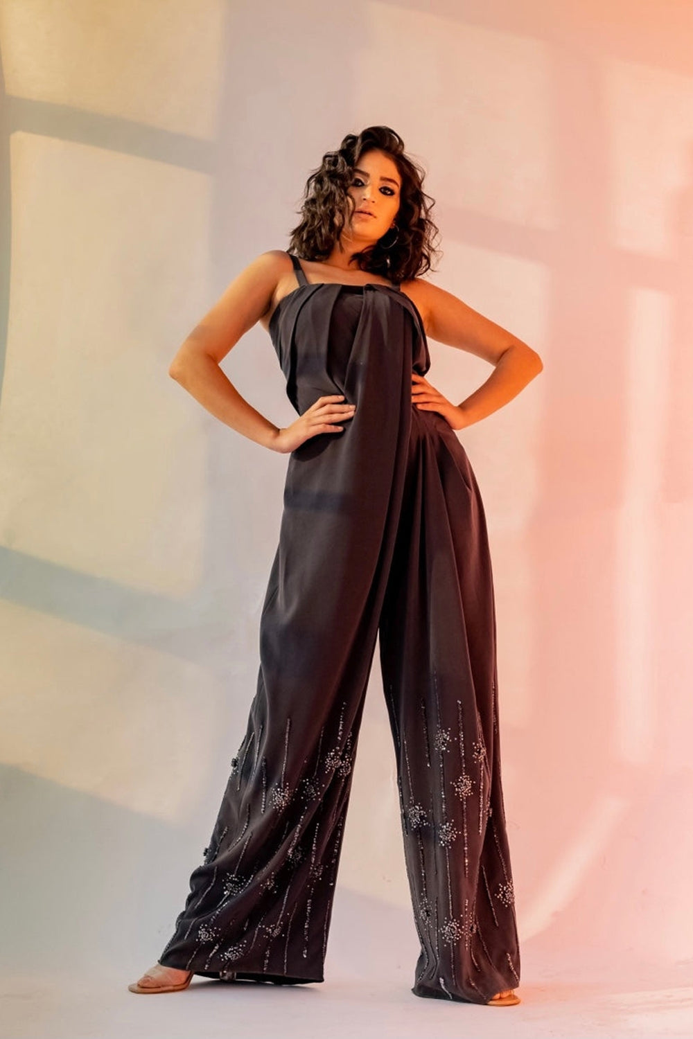 Black Draped Jumpsuit