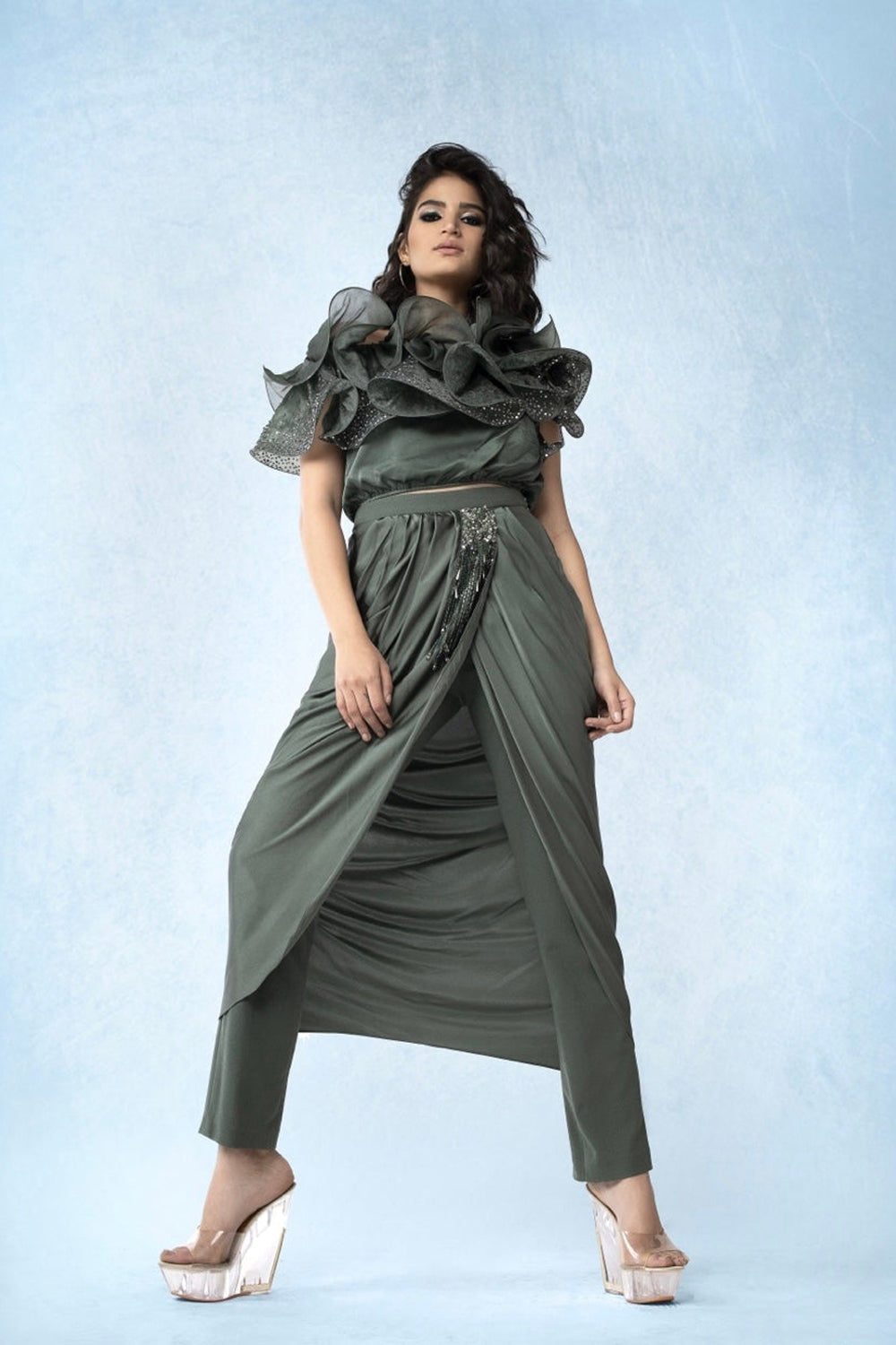 One Shoulder Top and Drape Pants