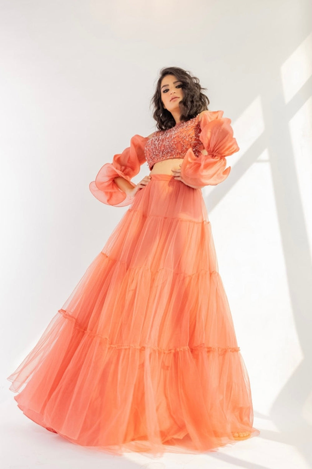 Blush Pink Flared Lehenga