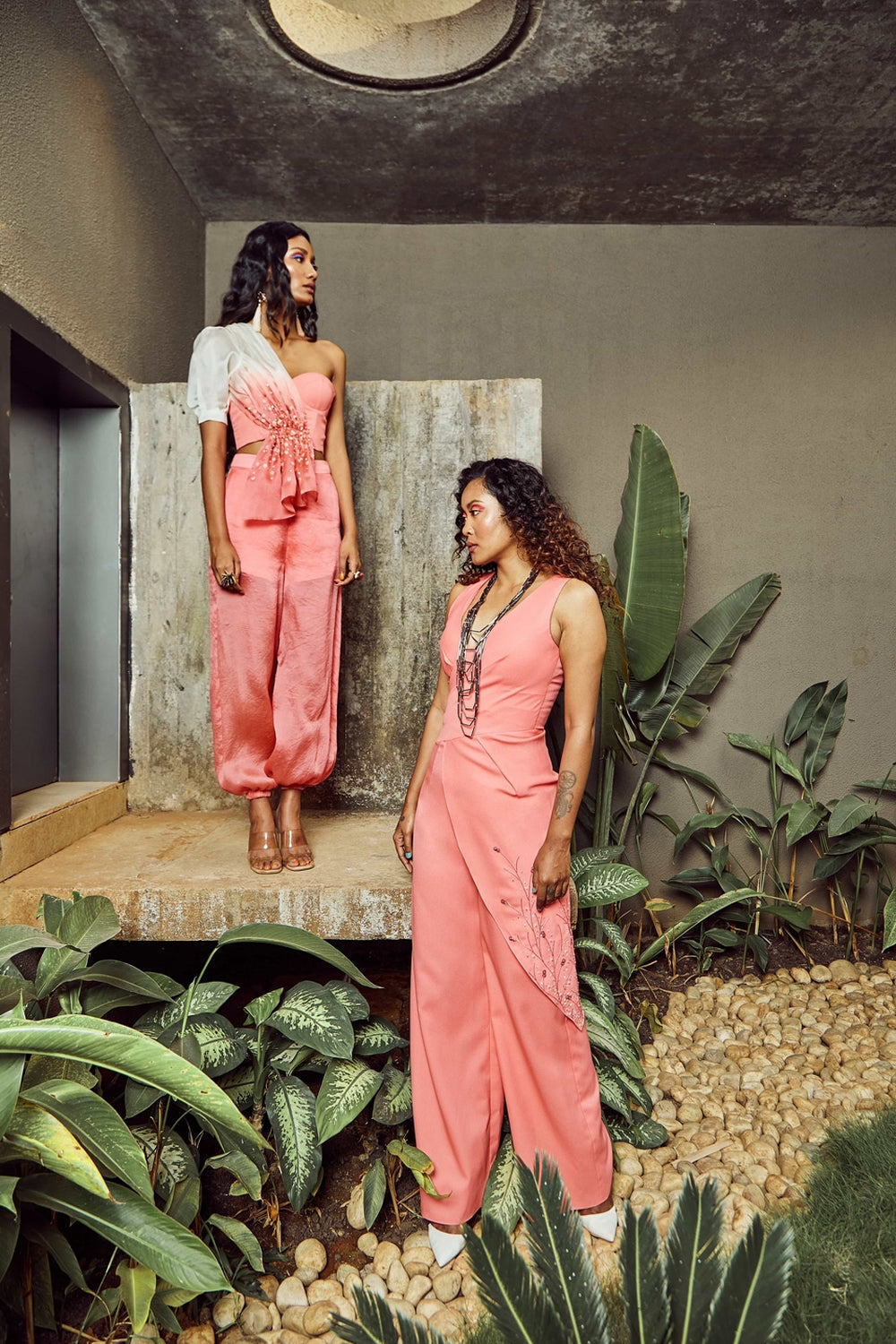 Surbhi Jyoti in One Shoulder Corallina Bustier Emblazoned With Pants