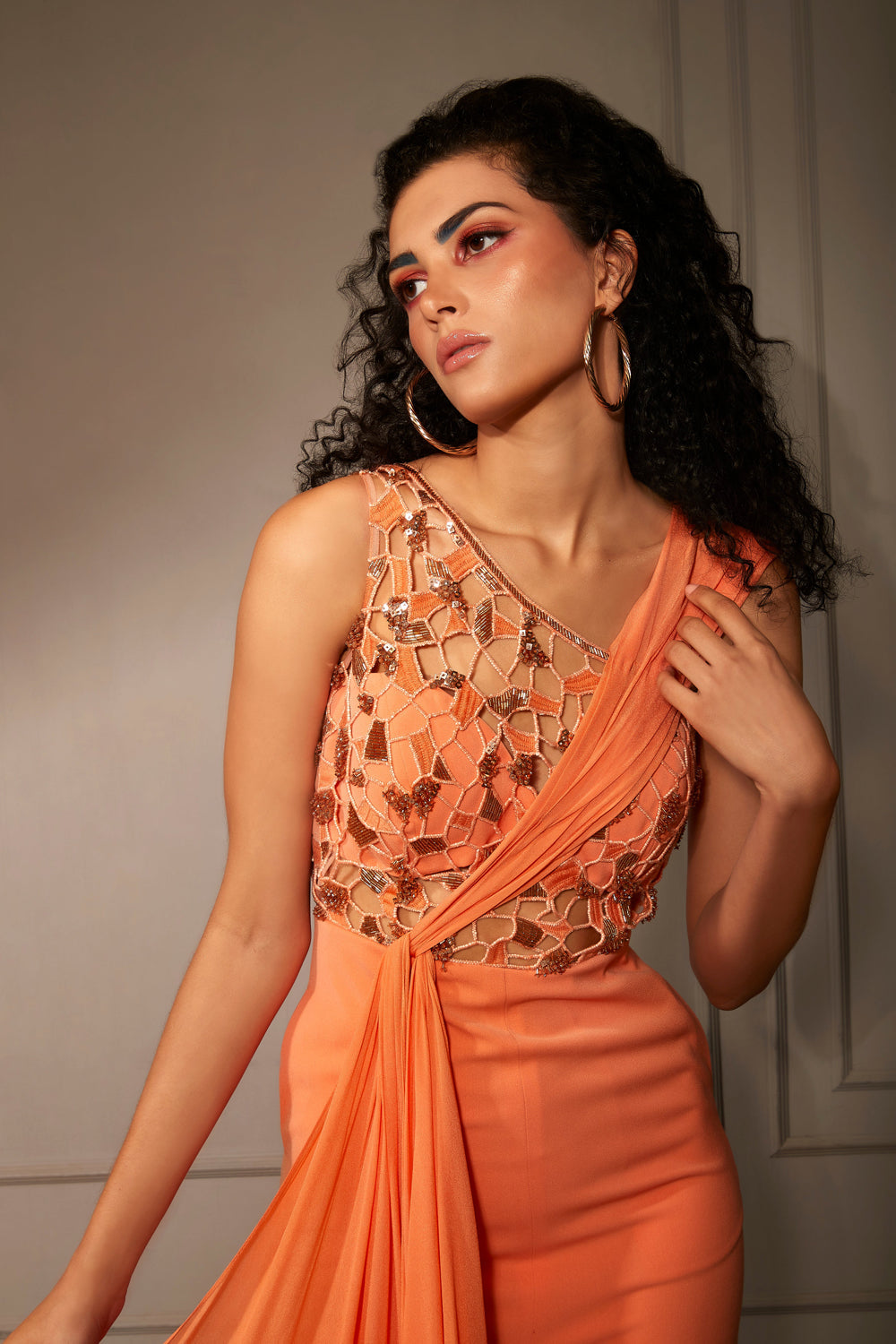 Orange Drape Jumpsuit
