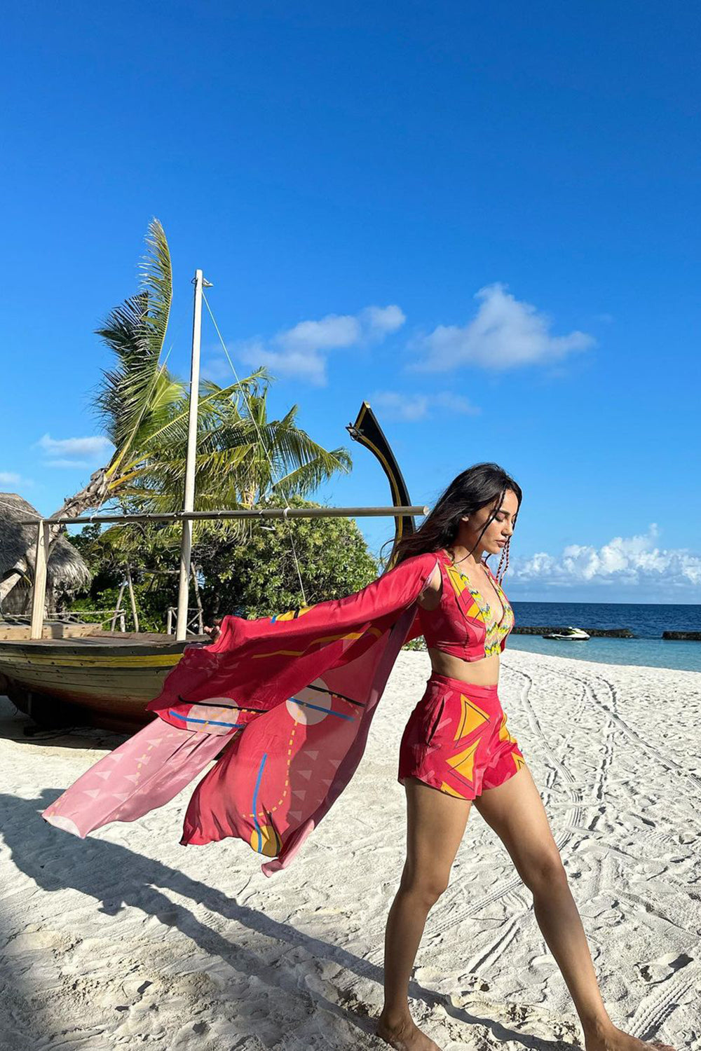Surbhi Jyoti in Shorts Set with Throw