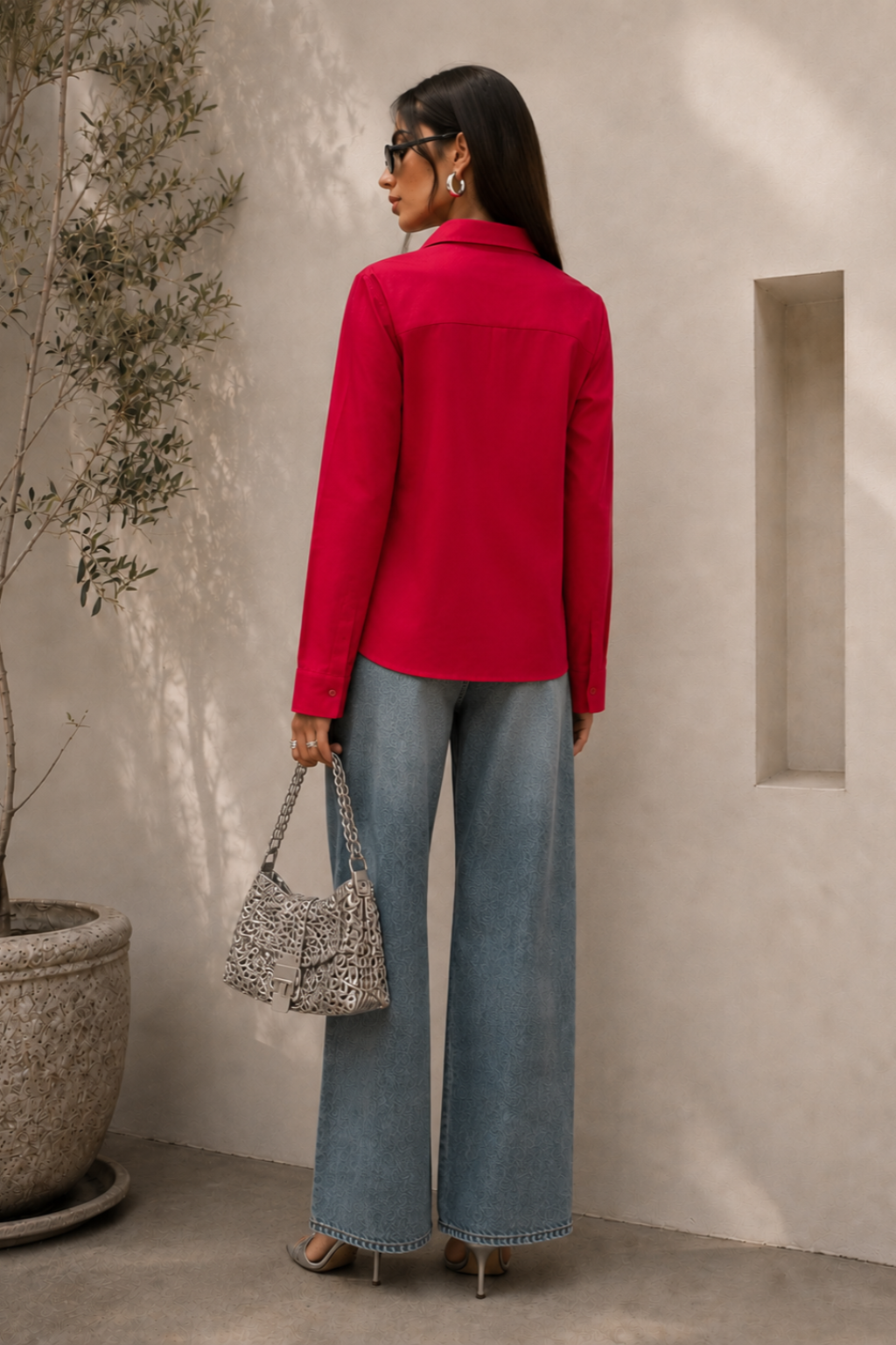 Red cotton shirt