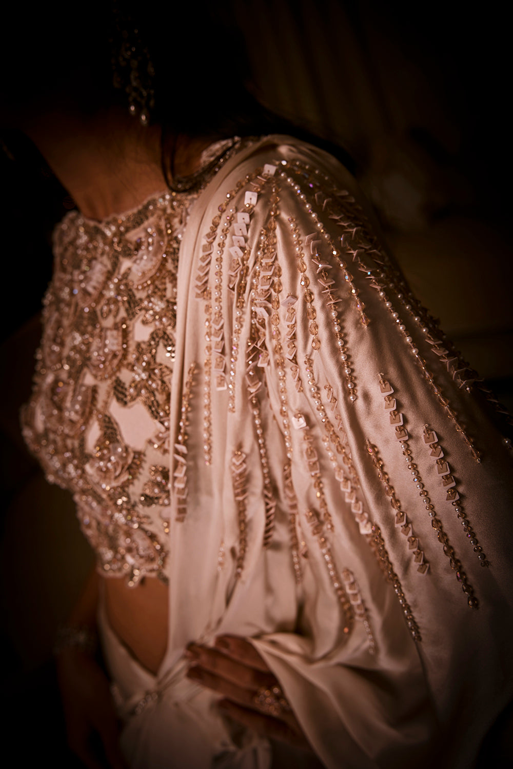 Ivory Pre-Draped Saree