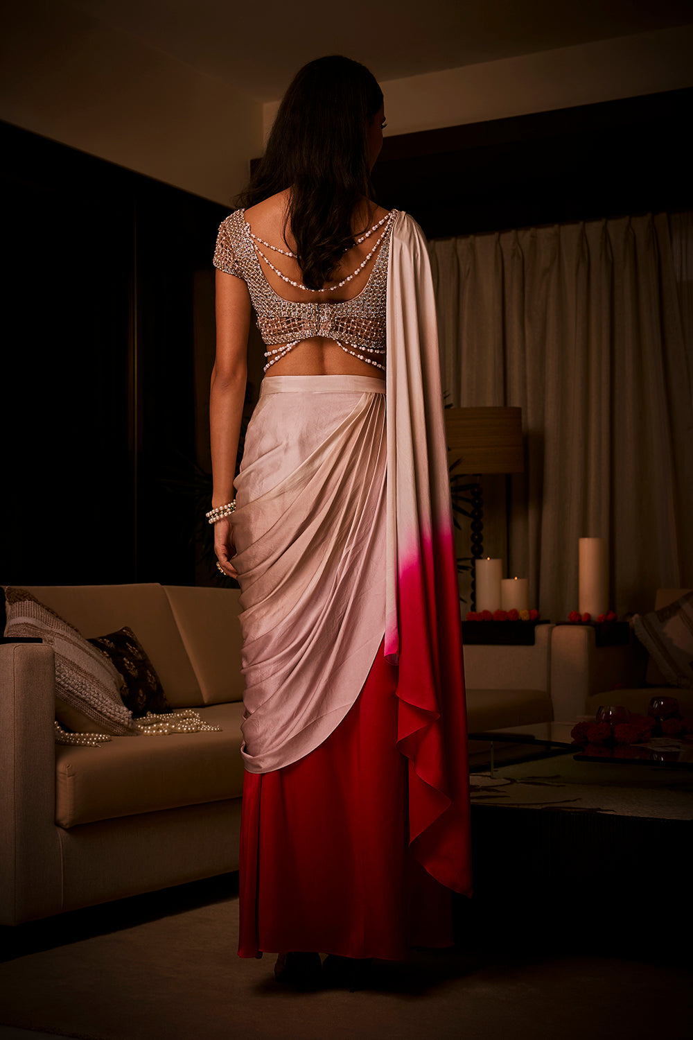 Pure Silk Satin Pre-Draped Saree