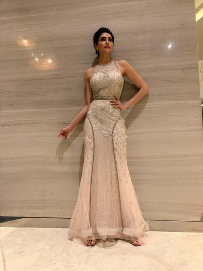 KARISHMA TANNA IN CHAMPAGNE BLOOM EMBELLISHED GOWN