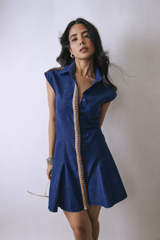 Deep Indigo Hook Detail Dress
