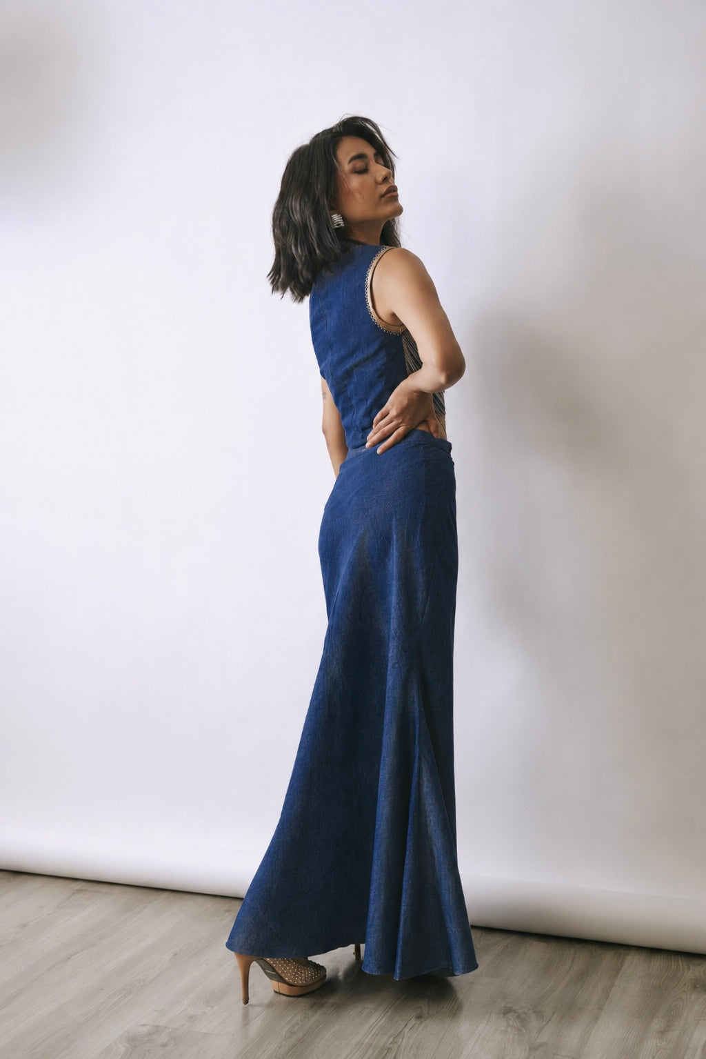Indigo Cascade Skirt Set