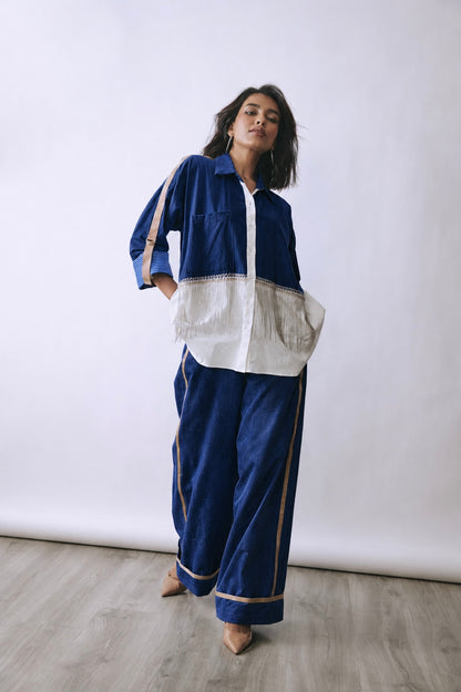 Deep Indigo Cascade Shirt Co-ord Set