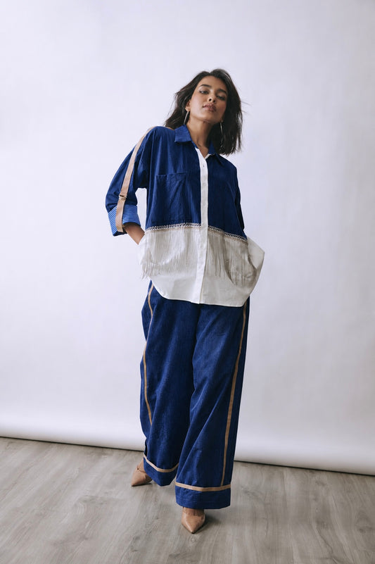 Deep Indigo Cascade Shirt Co-ord Set