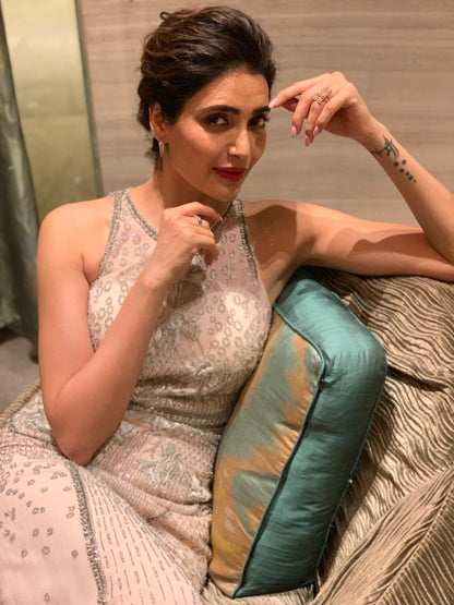 KARISHMA TANNA IN CHAMPAGNE BLOOM EMBELLISHED GOWN
