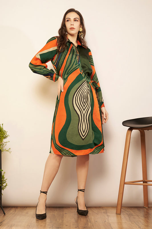 Printed Shirt Dress