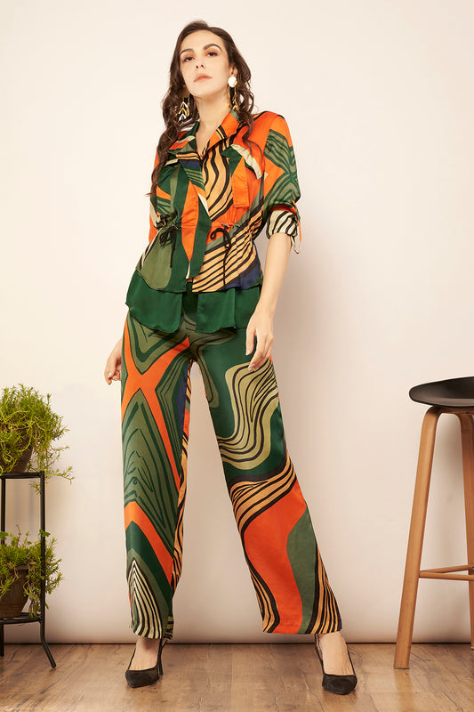 Green/Orange Layered Jacket Top