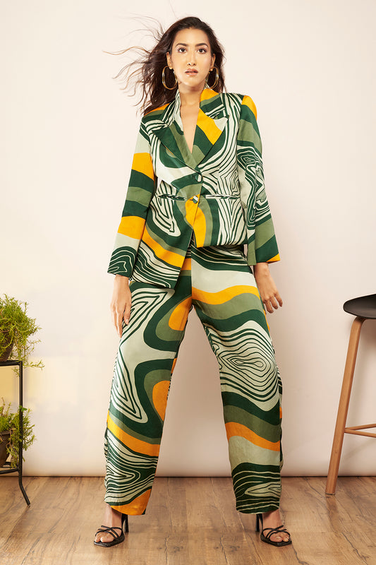 Printed Asymmetric Blazer