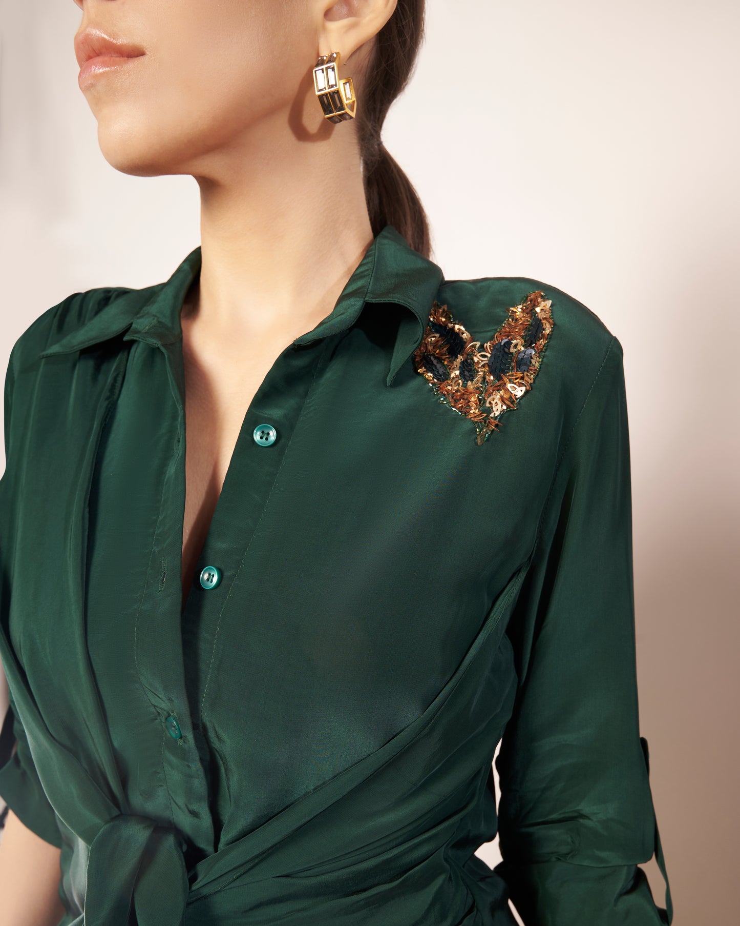 Deep Emerald satin top