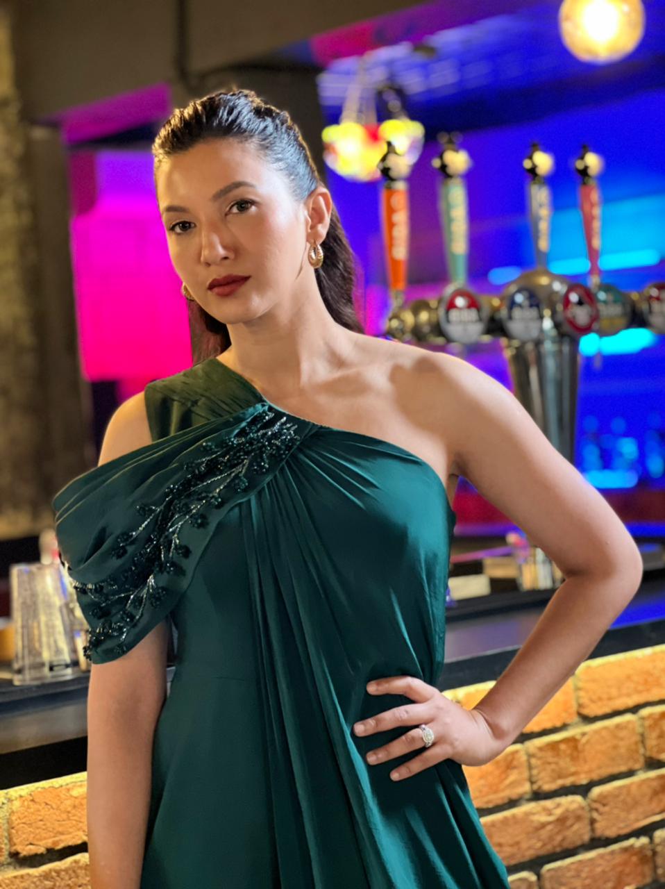 GAUHAR KHAN IN EMERALD ECLIPSE JUMPSUIT