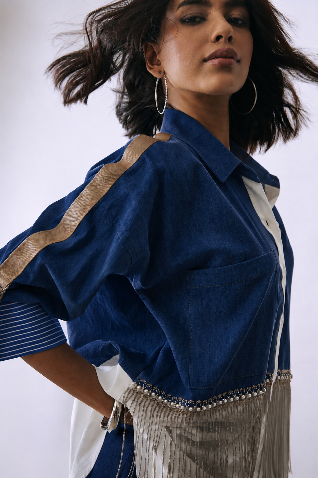 Deep Indigo Cascade Shirt Co-ord Set