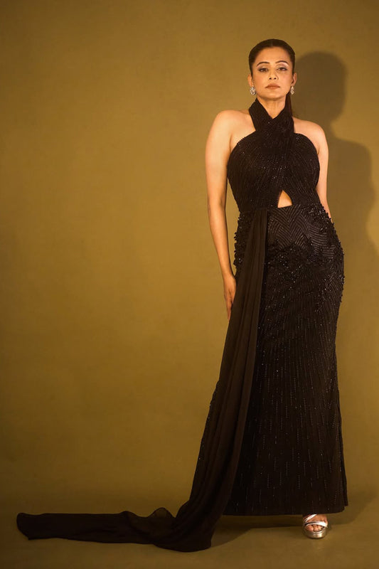 Priyamani Raj in Noir Tulle Fishtail Gown