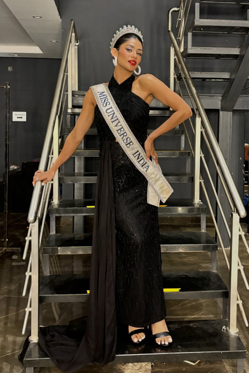 Shweta Sarda in Noir Tulle Fishtail Gown