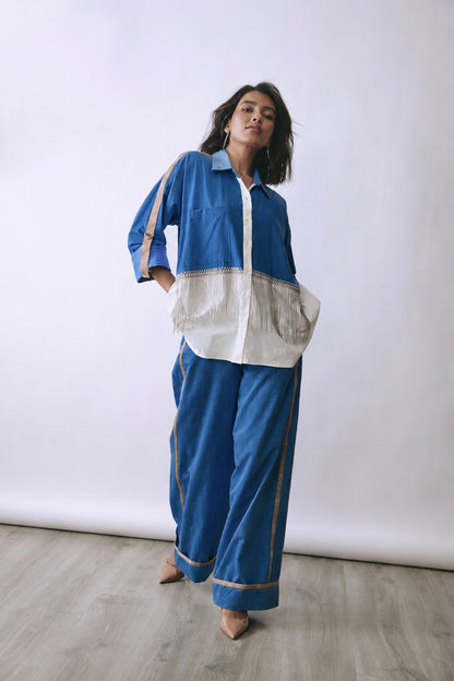 Riviera Fringe Oversized Shirt Co-ord Set