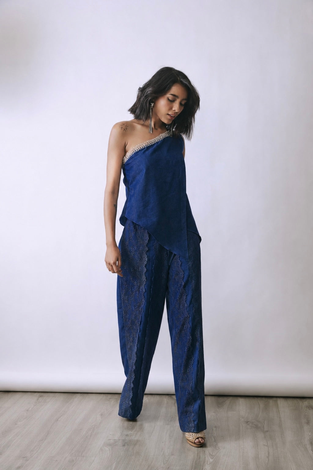 Indigo Drape Embellished Jumpsuit