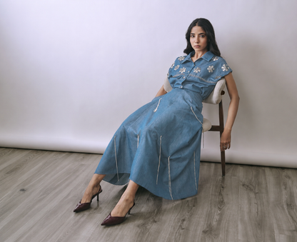 Ice Chain Denim Skirt Set