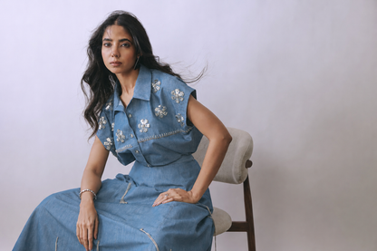Ice Chain Denim Skirt Set