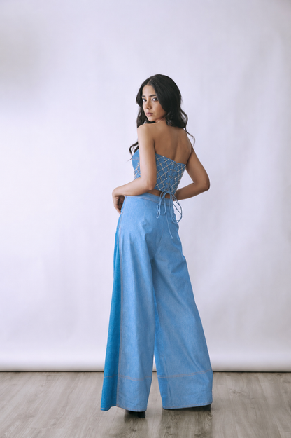 Pearl Embellished Denim Co-Ord Set