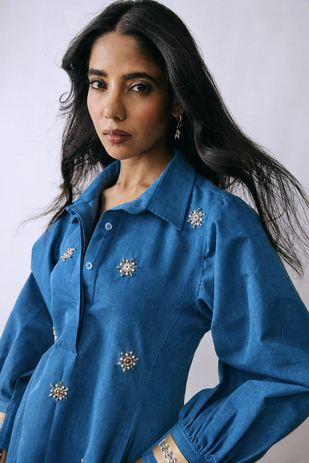 Riviera Bloom Embellished Mini Dress
