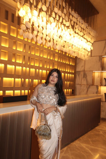 Trishala Sikka in Moonveil Satin Saree