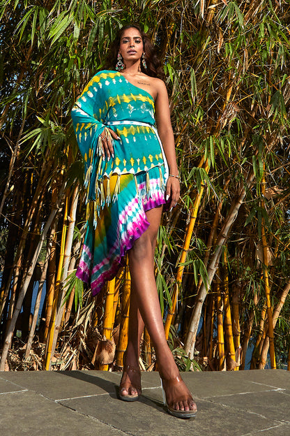 Green One Shoulder Dress
