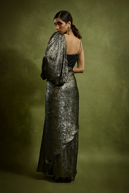 Textured Foil Drape Gown