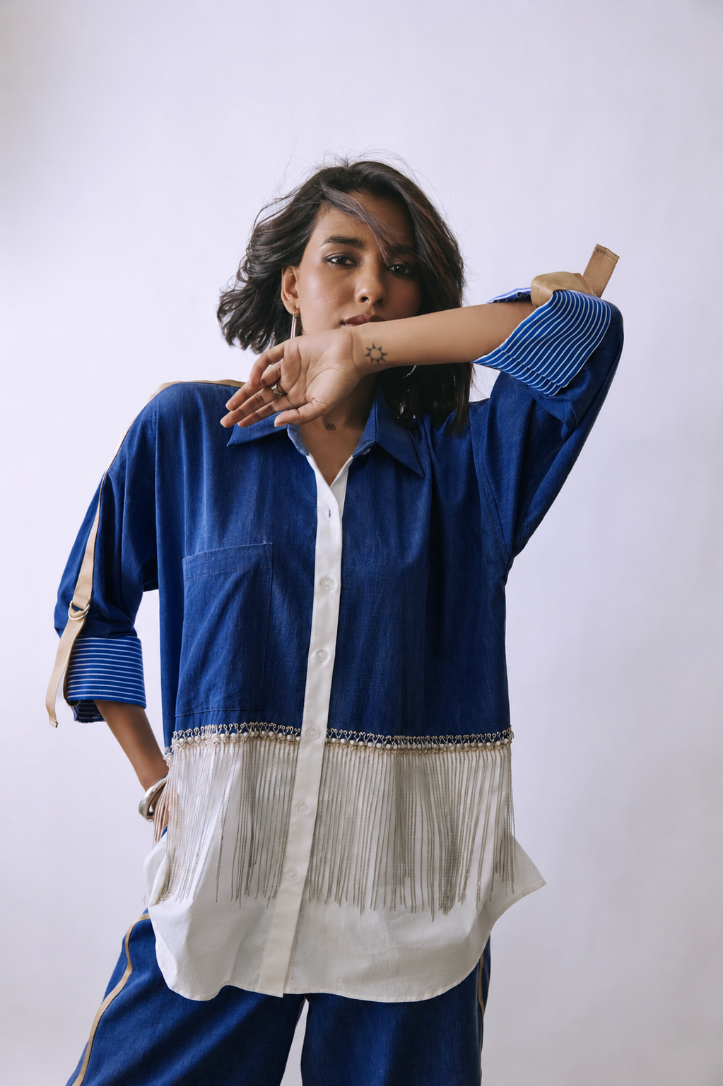 Deep Indigo Cascade Shirt Co-ord Set