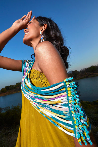 Green Jumpsuit with Corded Throw