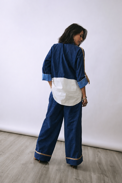 Deep Indigo Cascade Shirt Co-ord Set