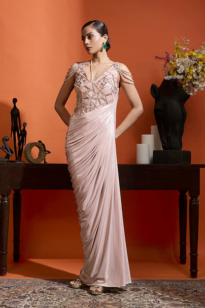 Champagne Pink Drape Gown