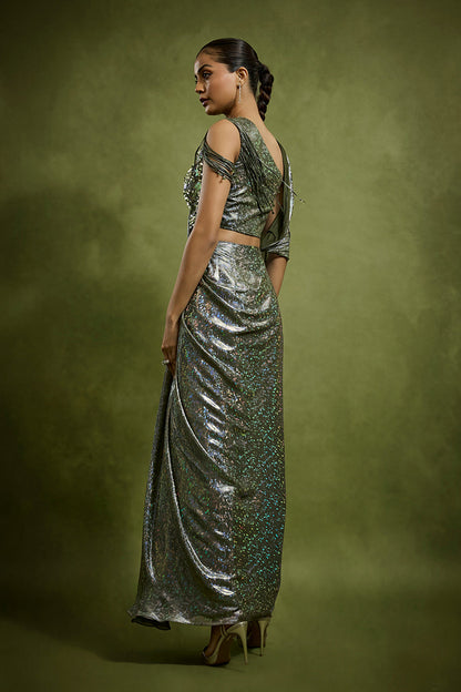 Stardust Cascade Drape Saree