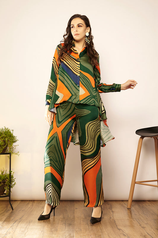 Green/Orange High Low Top