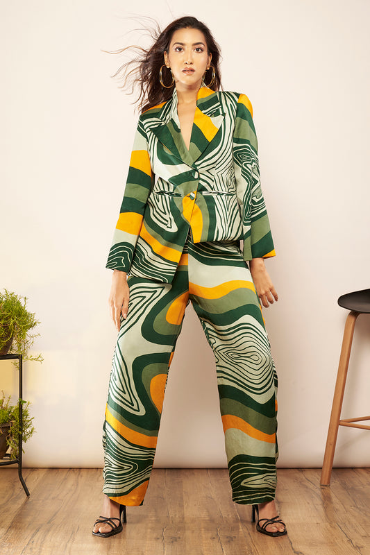 Light Green/Yellow Straight Fit Pants