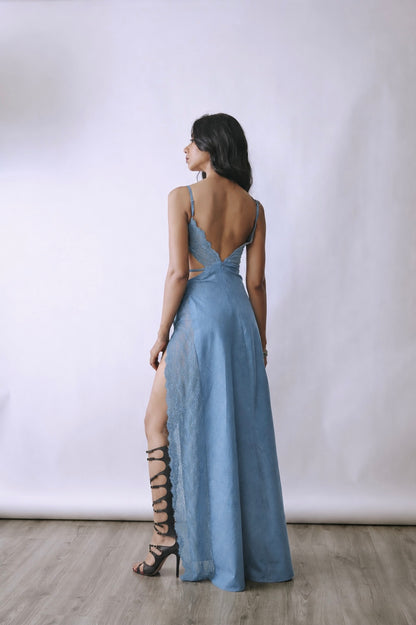 Ice Lace Draped Gown