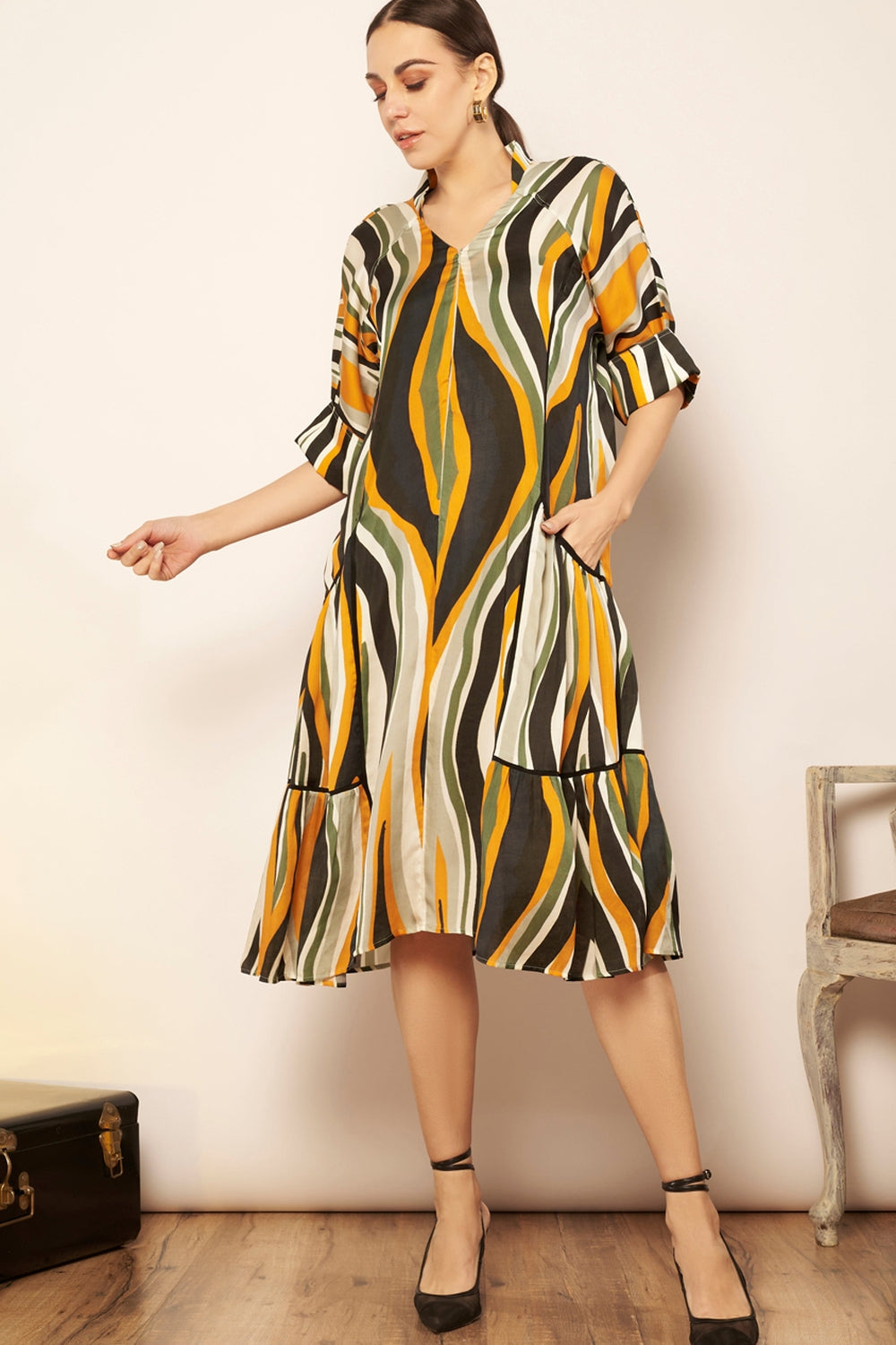 Printed midi dress