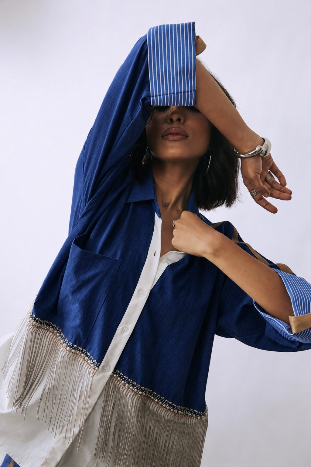 Deep Indigo Cascade Shirt Co-ord Set
